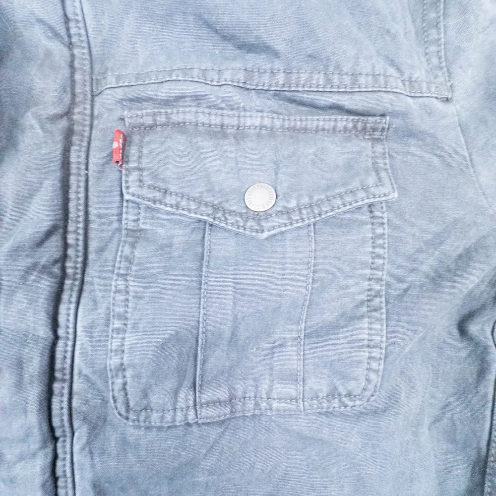 Levi Strauss Mens XL Military Field Jacket Washed Black Cotton Utility Coat - Picture 11 of 15